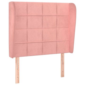 Vidaxl Vzglavje z ušesi roza 93x23x118/128 cm žamet