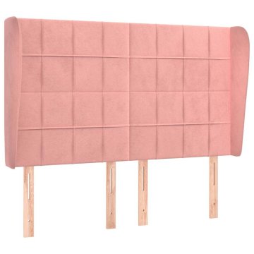 Vidaxl Vzglavje z ušesi roza 147x23x118/128 cm žamet