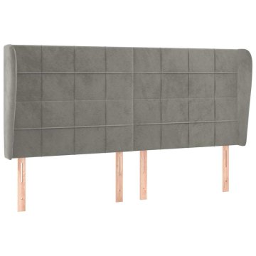 Vidaxl Vzglavje z ušesi svetlo sivo 203x23x118/128 cm žamet