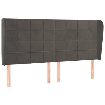 Vidaxl Vzglavje z ušesi temno sivo 203x23x118/128 cm žamet