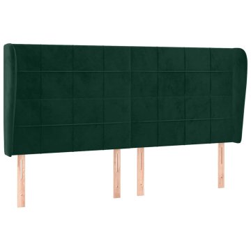 Vidaxl Vzglavje z ušesi temno zeleno 163x23x118/128 cm žamet