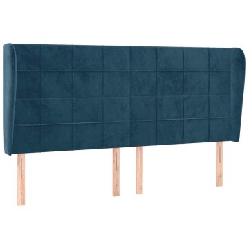 Vidaxl Vzglavje z ušesi temno modra 203x23x118/128 cm žamet