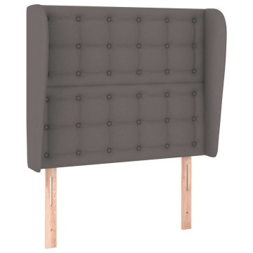 Vidaxl Vzglavje z ušesi sivo 103x23x118/128 cm umetno usnje