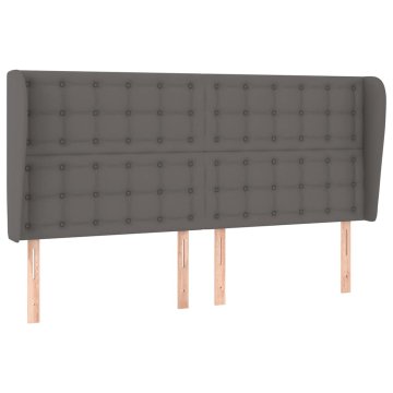 Vidaxl Vzglavje z ušesi sivo 163x23x118/128 cm umetno usnje