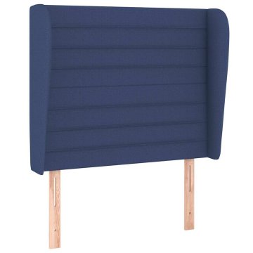 Vidaxl Vzglavje z ušesi modro 103x23x118/128 cm blago