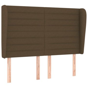 Vidaxl Vzglavje z ušesi temno rjavo 147x23x118/128 cm blago