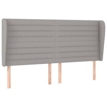 Vidaxl Vzglavje z ušesi svetlo sivo 203x23x118/128 cm blago