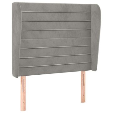 Vidaxl Vzglavje z ušesi svetlo sivo 93x23x118/128 cm žamet