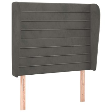 Vidaxl Vzglavje z ušesi temno sivo 103x23x118/128 cm žamet