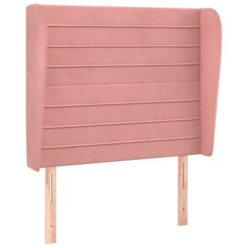 Vidaxl Vzglavje z ušesi roza 103x23x118/128 cm žamet