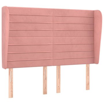 Vidaxl Vzglavje z ušesi roza 147x23x118/128 cm žamet