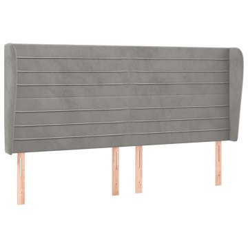 Vidaxl Vzglavje z ušesi svetlo sivo 183x23x118/128 cm žamet