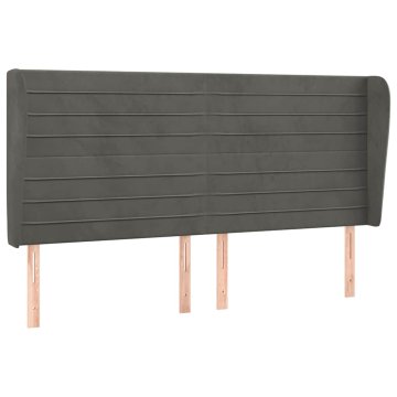 Vidaxl Vzglavje z ušesi temno sivo 203x23x118/128 cm žamet