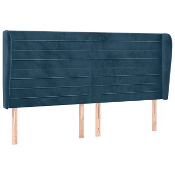 Vidaxl Vzglavje z ušesi temno modra 183x23x118/128 cm žamet