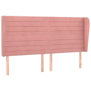 Vidaxl Vzglavje z ušesi roza 203x23x118/128 cm žamet