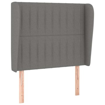 Vidaxl Vzglavje z ušesi temno sivo 103x23x118/128 cm blago
