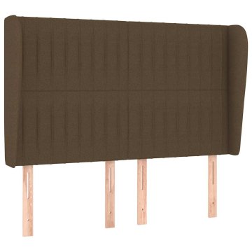Vidaxl Vzglavje z ušesi temno rjavo 147x23x118/128 cm blago