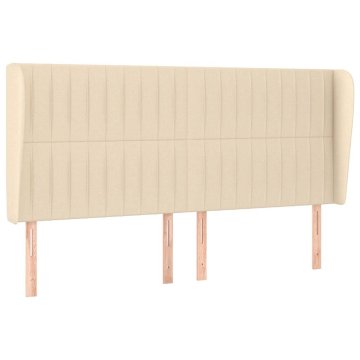 Vidaxl Vzglavje z ušesi krem 163x23x118/128 cm blago