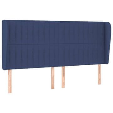 Vidaxl Vzglavje z ušesi modro 163x23x118/128 cm blago