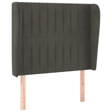 Vidaxl Vzglavje z ušesi temno sivo 93x23x118/128 cm žamet