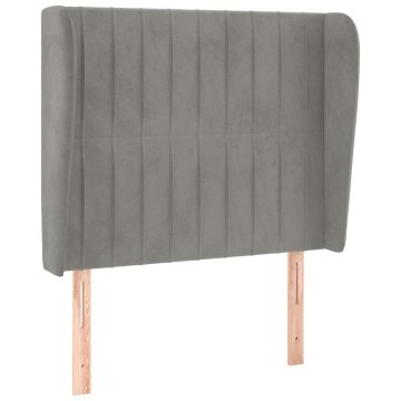 Vidaxl Vzglavje z ušesi svetlo sivo 93x23x118/128 cm žamet