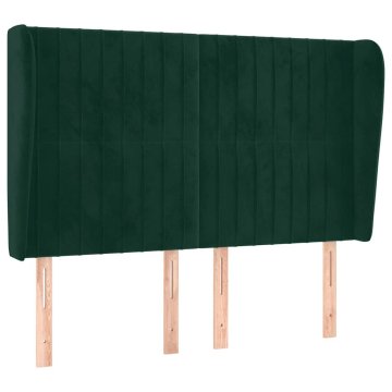 Vidaxl Vzglavje z ušesi temno zeleno 147x23x118/128 cm žamet