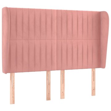 Vidaxl Vzglavje z ušesi roza 147x23x118/128 cm žamet