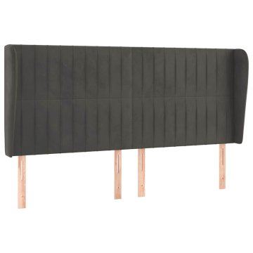 Vidaxl Vzglavje z ušesi temno sivo 163x23x118/128 cm žamet