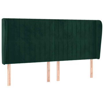 Vidaxl Vzglavje z ušesi temno zeleno 183x23x118/128 cm žamet