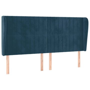 Vidaxl Vzglavje z ušesi temno modra 203x23x118/128 cm žamet