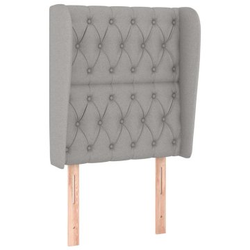 Vidaxl Vzglavje z ušesi svetlo sivo 83x23x118/128 cm blago