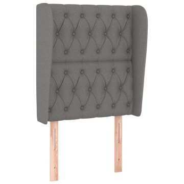 Vidaxl Vzglavje z ušesi temno sivo 83x23x118/128 cm blago