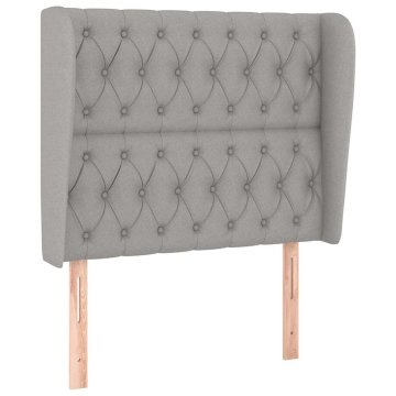Vidaxl Vzglavje z ušesi svetlo sivo 103x23x118/128 cm blago