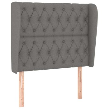 Vidaxl Vzglavje z ušesi temno sivo 93x23x118/128 cm blago