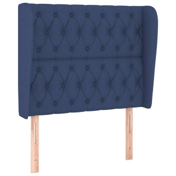 Vidaxl Vzglavje z ušesi modro 103x23x118/128 cm blago