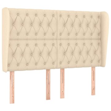 Vidaxl Vzglavje z ušesi krem 147x23x118/128 cm blago