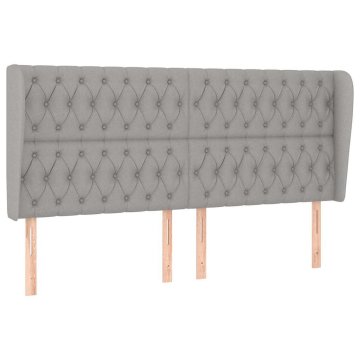 Vidaxl Vzglavje z ušesi svetlo sivo 203x23x118/128 cm blago