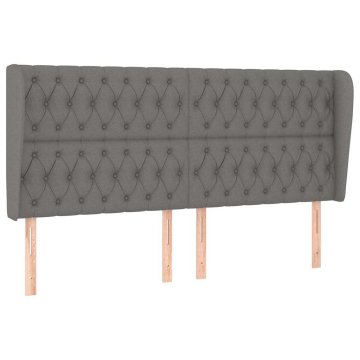 Vidaxl Vzglavje z ušesi temno sivo 203x23x118/128 cm blago