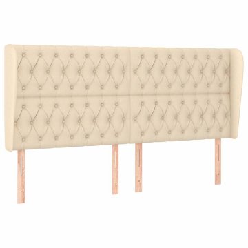 Vidaxl Vzglavje z ušesi krem 183x23x118/128 cm blago