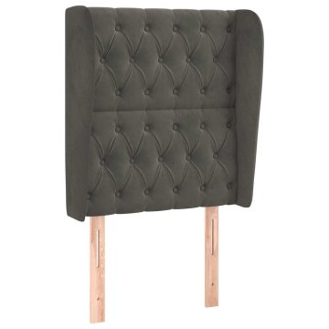 Vidaxl Vzglavje z ušesi temno sivo 83x23x118/128 cm žamet