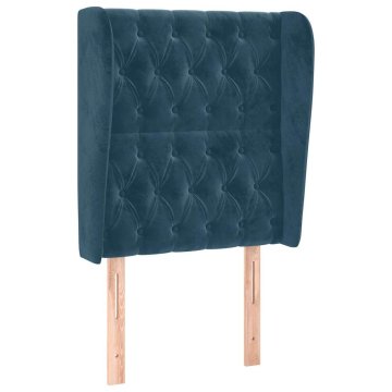 Vidaxl Vzglavje z ušesi temno modro 83x23x118/128 cm žamet