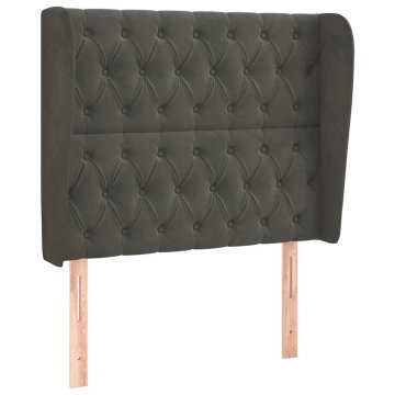 Vidaxl Vzglavje z ušesi temno sivo 103x23x118/128 cm žamet