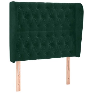 Vidaxl Vzglavje z ušesi temno zeleno 103x23x118/128 cm žamet