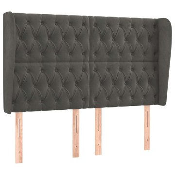 Vidaxl Vzglavje z ušesi temno sivo 147x23x118/128 cm žamet