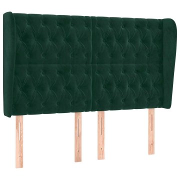 Vidaxl Vzglavje z ušesi temno zeleno 163x23x118/128 cm žamet