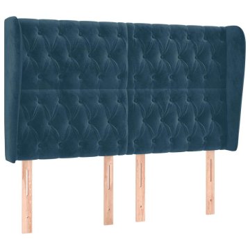 Vidaxl Vzglavje z ušesi temno modra 147x23x118/128 cm žamet