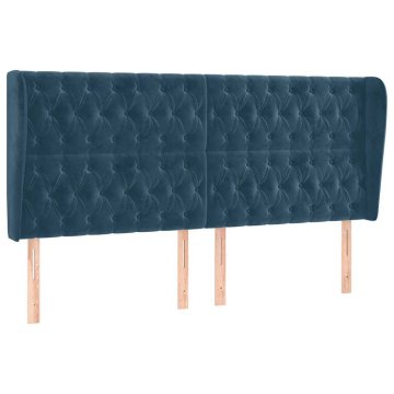 Vidaxl Vzglavje z ušesi temno modra 183x23x118/128 cm žamet
