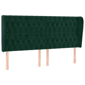 Vidaxl Vzglavje z ušesi temno zeleno 183x23x118/128 cm žamet