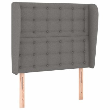 Vidaxl Vzglavje z ušesi temno sivo 93x23x118/128 cm blago