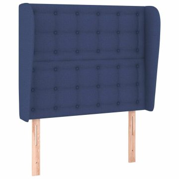 Vidaxl Vzglavje z ušesi modro 103x23x118/128 cm blago